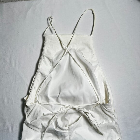 Amanda Uprichard Ruched Open Back Halter Dress Mini Ivory White Cocktail Medium - Picture 12 of 16